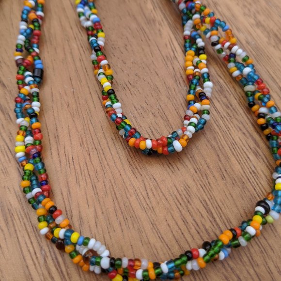 Vintage Braided 3 Strand Seed Bead Necklace - Picture 3 of 6